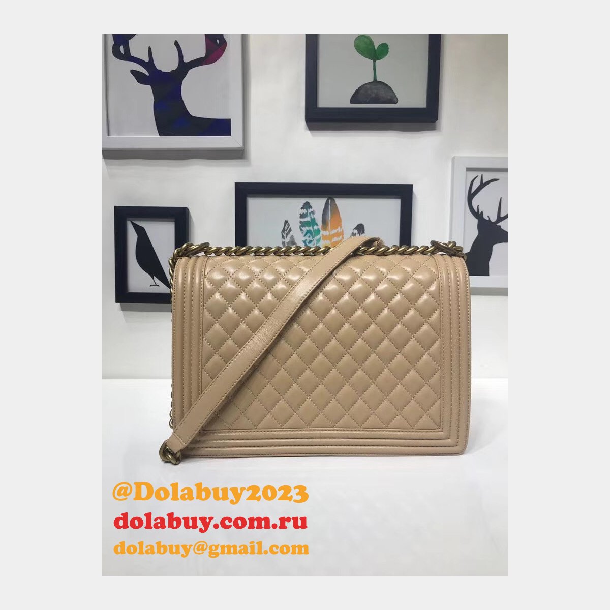 High Quality CC Le Boy Luxury Bags Lambskin 30cm
