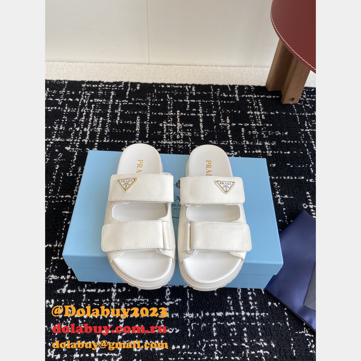 2025 Prada Padded Nappa Leather Slides