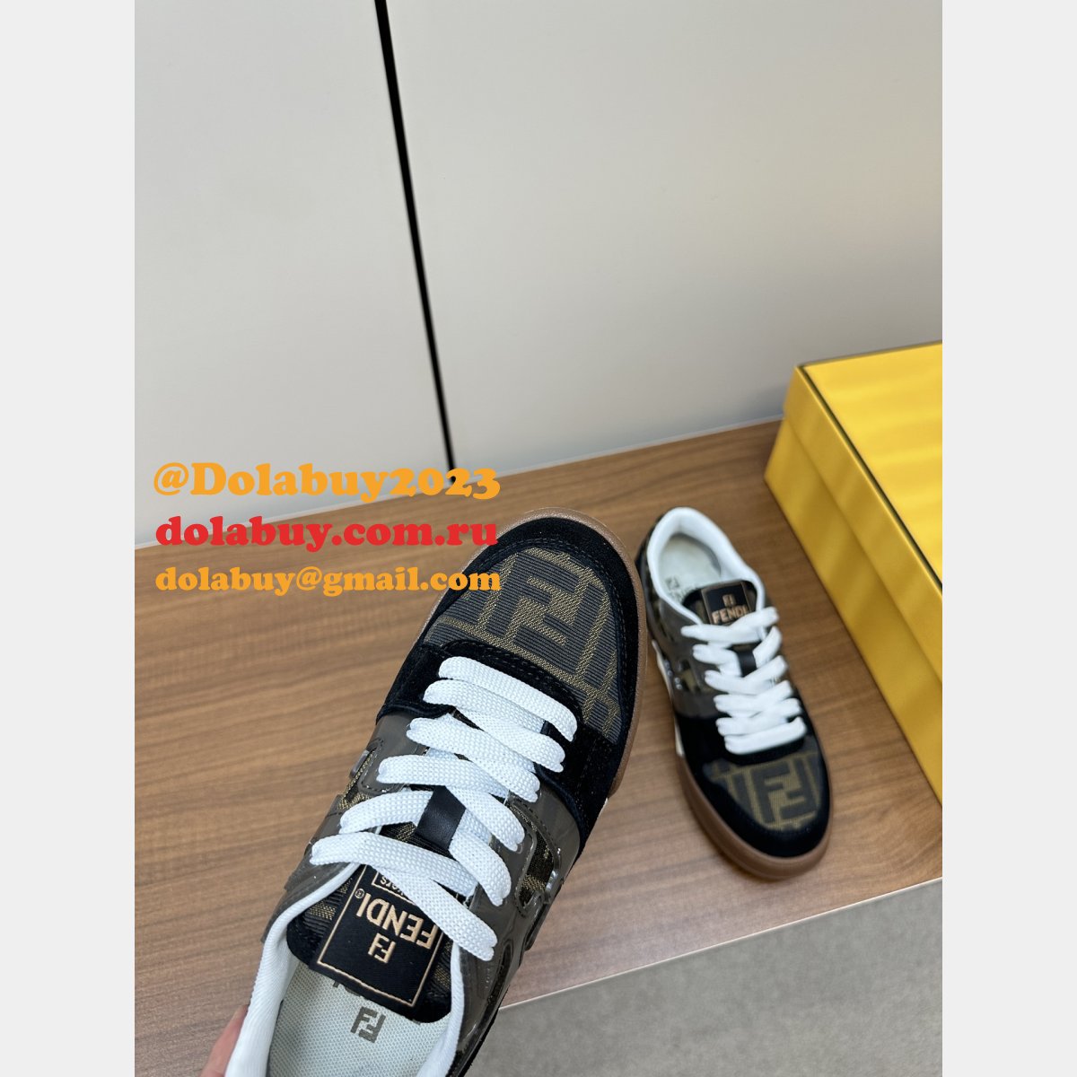 Fendi Match Leather Sneakers