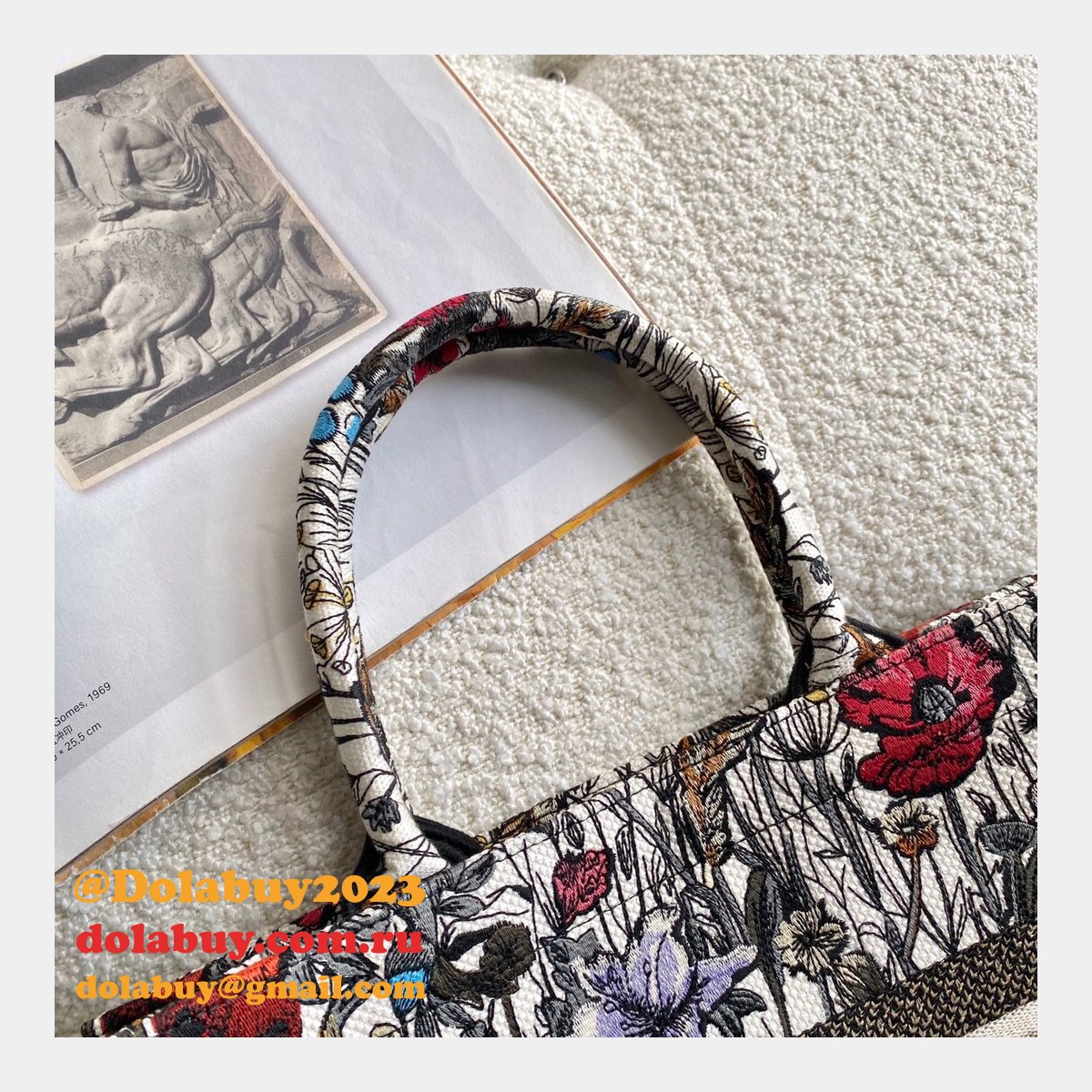 High Quality Dior Book Tote Rose Replica Dior Oblique Embroidery