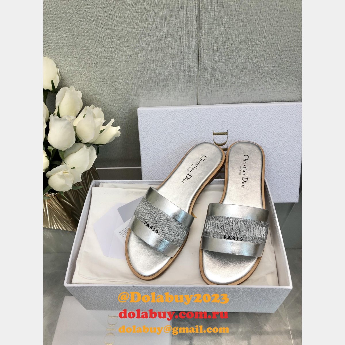 High Quality DIOR flat women slippers
