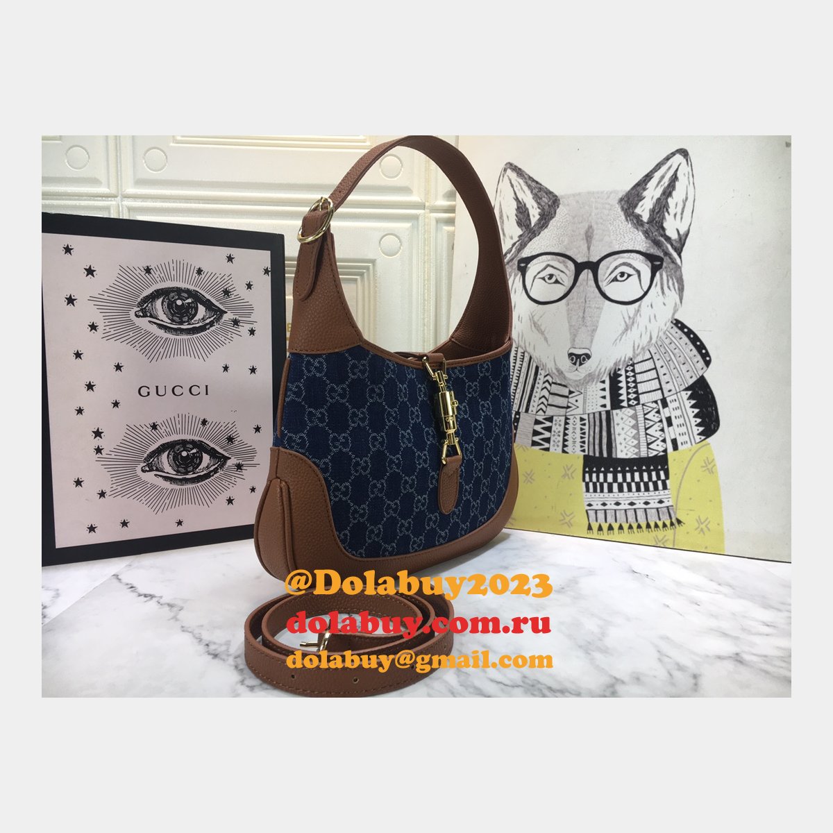 G*u*i 1:1 quality jackie 1961 small shoulder 636706 dark blue bag