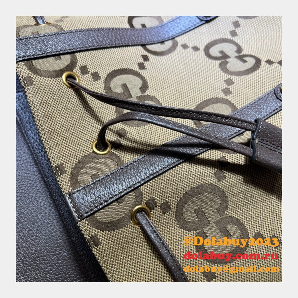 7 star G*u*i backpack replica 678829 with jumbo gg in camel and ebony gg canvas