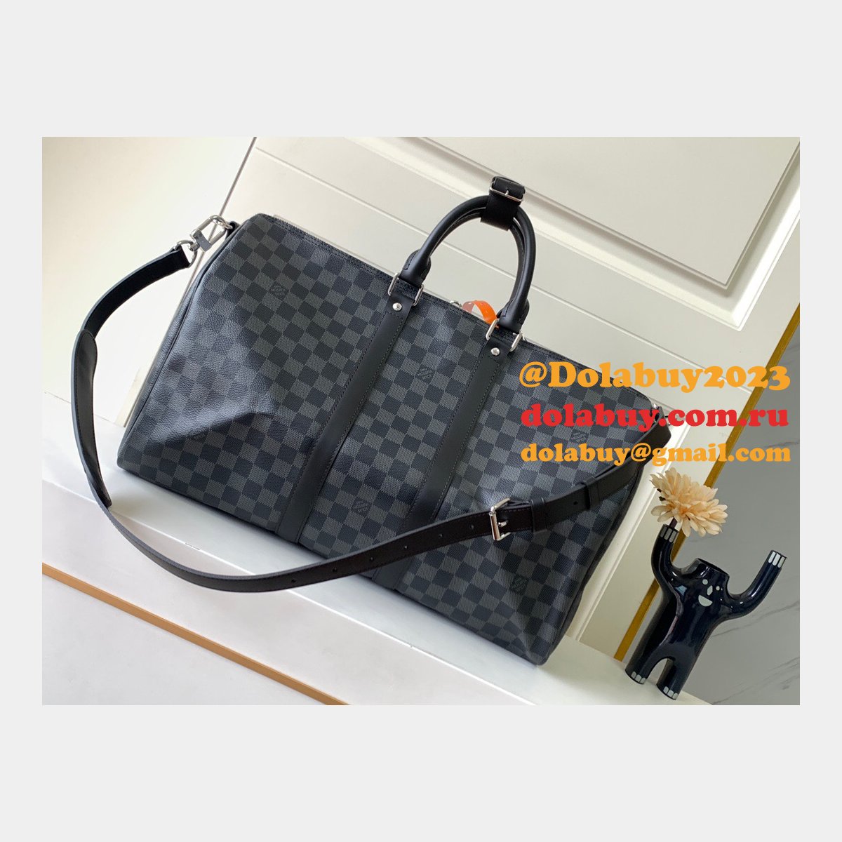 LV Keepall Replica Keepall Bandouliere N41418/N41416/N41413 Damier Graphite Canvas