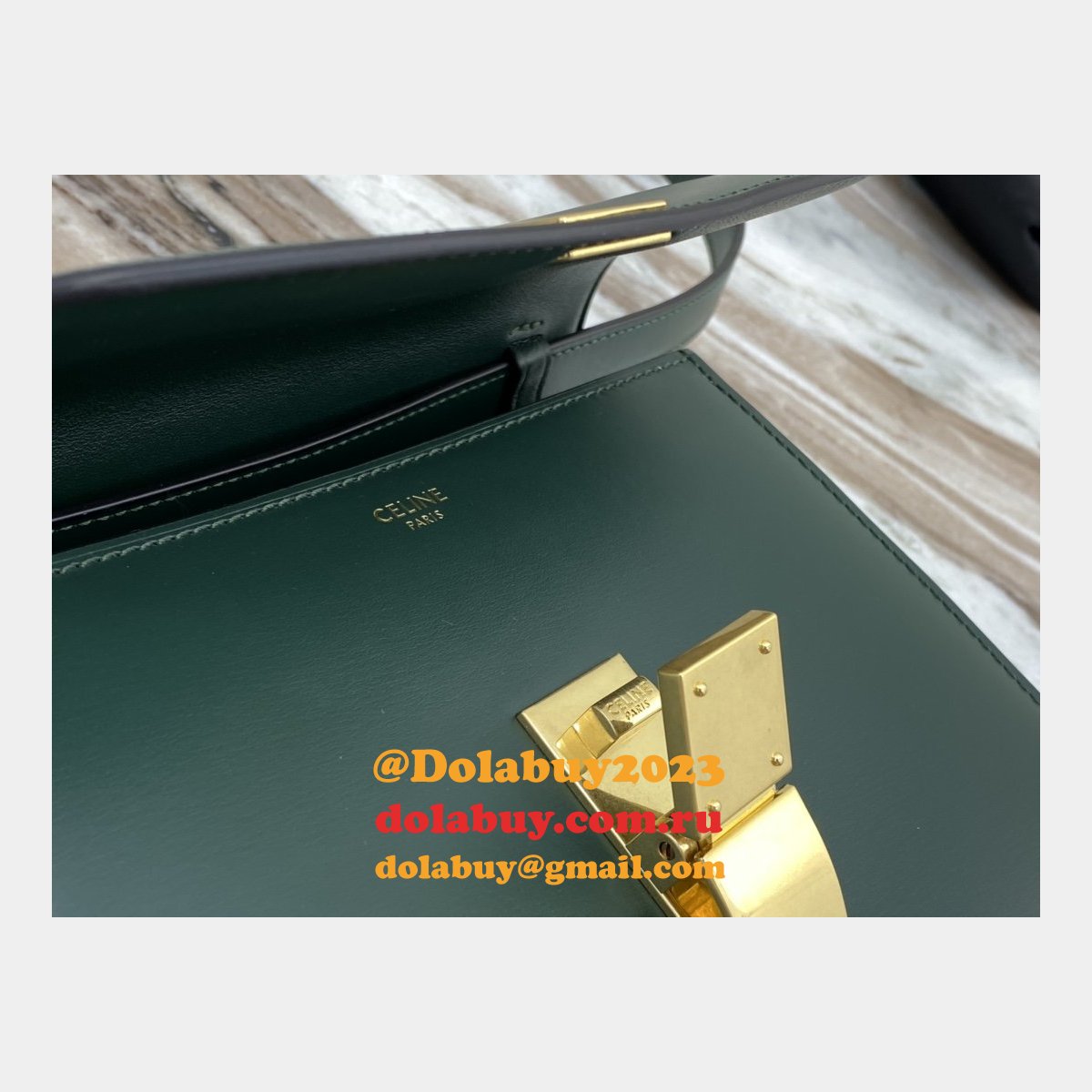 Celine Cheap Teen Classic Box ArmyGreen shoulder bag