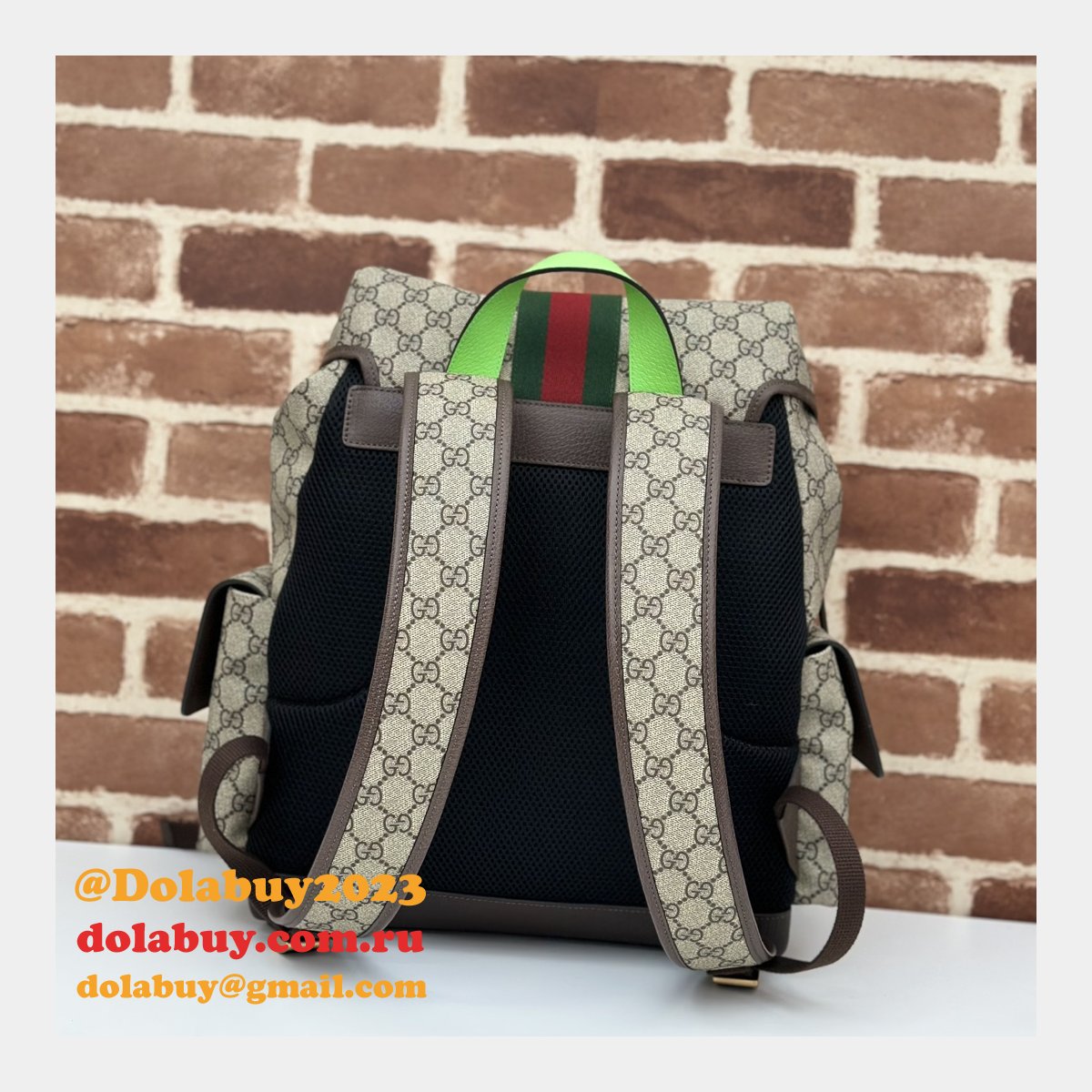 Gucci GG Supreme Ophidia Inspired Backpack 7 Star 598140 Straps